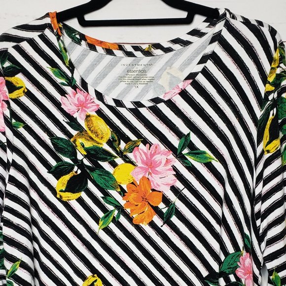 Investment II Essentials Lemon & Floral Striped Top - Picture 3 of 6